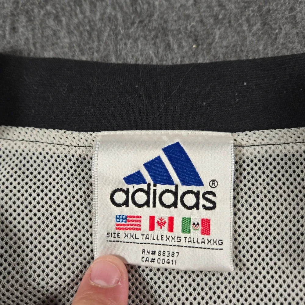 Vintage Adidas Windbreaker Mens XXL Black V-Neck Mesh Lined Pullover Gorpcore